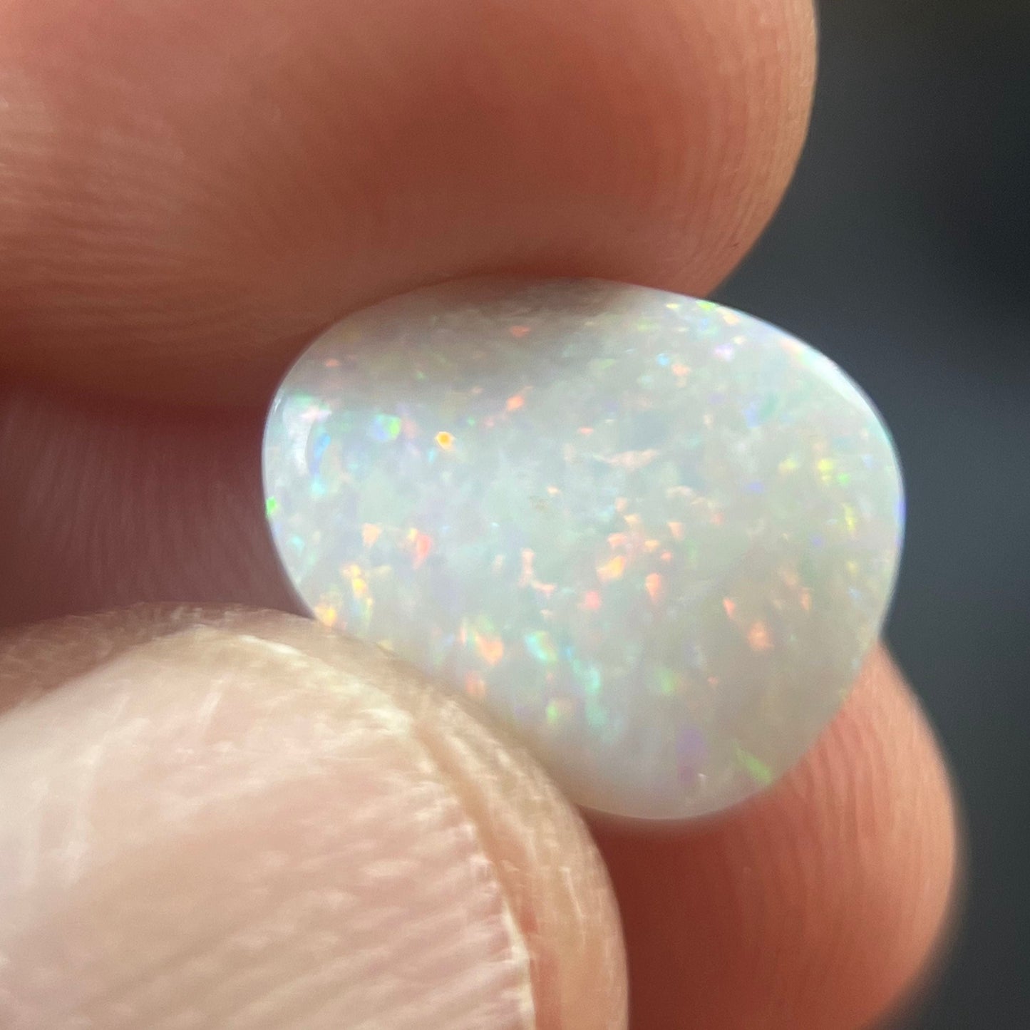 Coober Pedy pinfire, showing all the colours. Ready for setting. "A little gem".