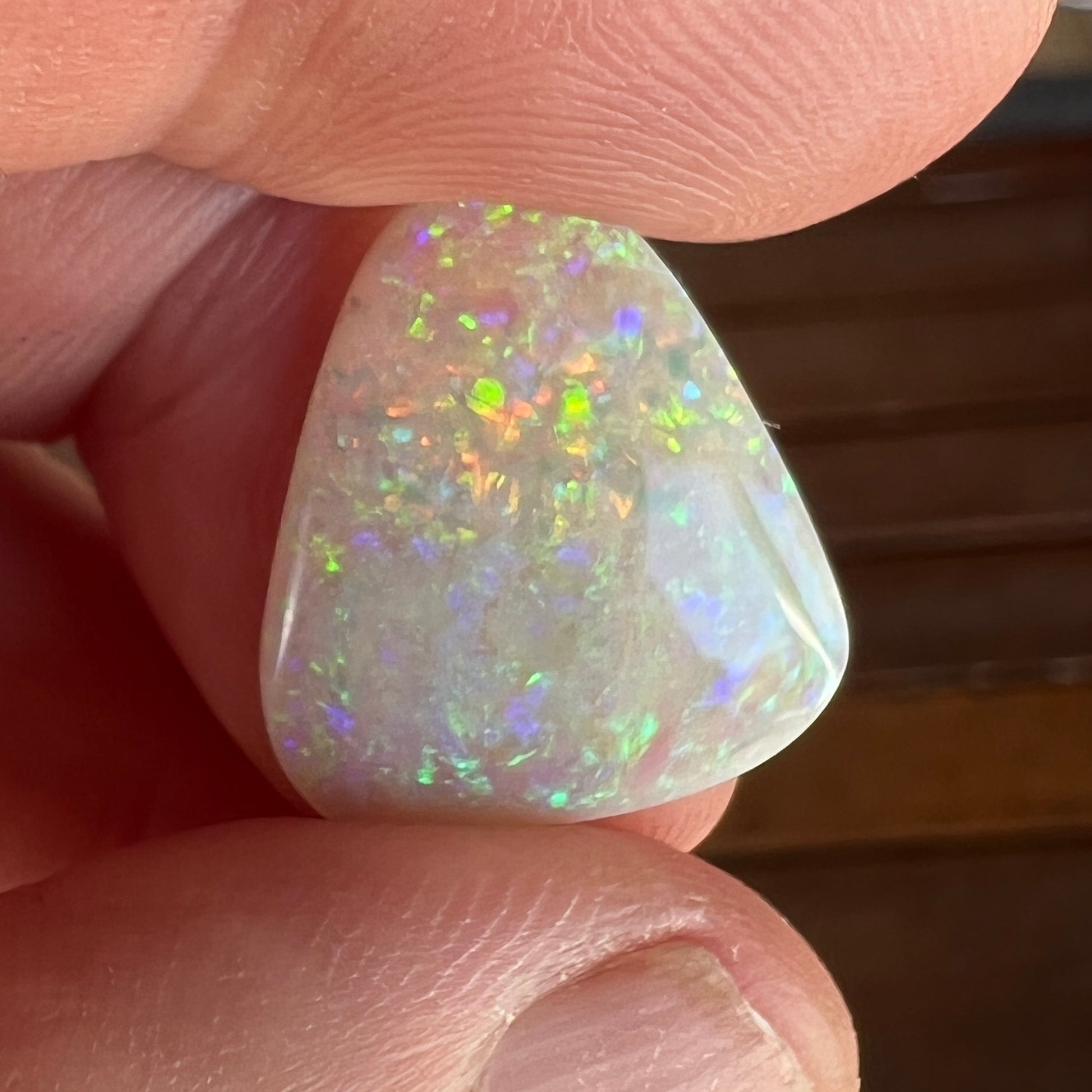 Solid crystal opal from Grawin, near Lightning Ridge. Beautiful greens, and ready to set.