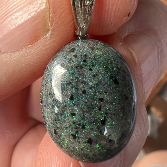 Andamooka Matrix Opal Pendant. Ready to wear. Displaying great colours.